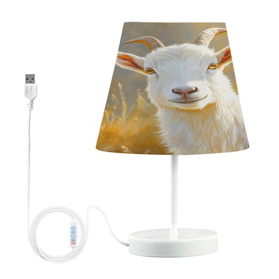BZSMCE Table Lamp Creative Cute White Goat Painting Simple Pattern Night Light