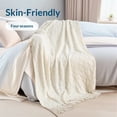 thumbnail image 5 of Fluffy Fringe Throw Blanket Lightweight Soft Cozy for Bed Sofa Chair Throw Blankets, Off White 127*182cm, 5 of 5