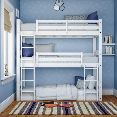 Better Homes Gardens Tristan Triple Bunk Bed White Walmart Com