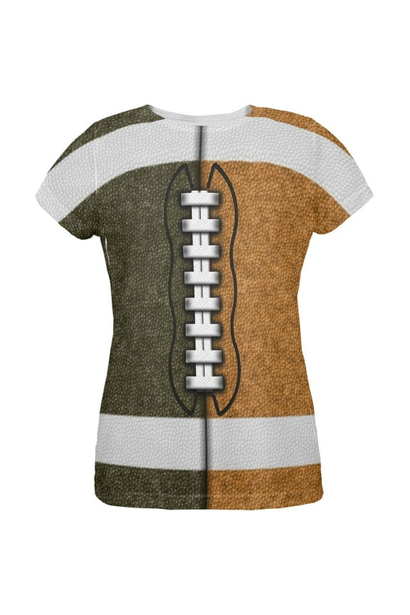 Fantasy Football Team Brown and Rust All Over Womens T Shirt Multi MD