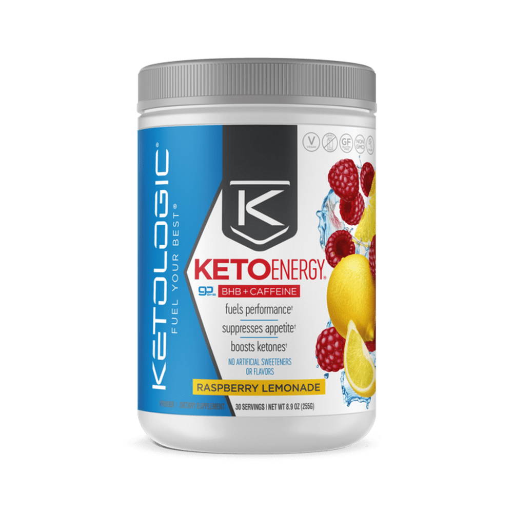 KetoLogic BHB Exogenous Ketones Caffeine Supplement, Raspberry Lemonade