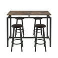thumbnail image 6 of SYNGAR 5 Pieces Dining Table and Stools Set, Modern Counter Height Bar Table Set, Pub Bistro Set for 4, with Rustic Brown Tabletop, for Kitchen, Bar, Dining Room, D8734, 6 of 9