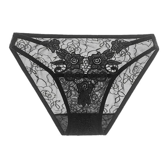 Eashery Brifes Woman Panties Solid Lace Thong Women Briefs Black One Size
