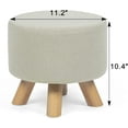 thumbnail image 3 of Modern Round Ottoman Foot Rest Stool/Seat Pouf Ottoman with Linen Fabric and Non-Skid Wooden Legs (Beige), 3 of 12