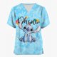 thumbnail image 3 of Camisa de trabajo para mujer con estampado navideño de Disney Stitch, camiseta de manga corta con cuello en V, blusas, ropa de cuidado, ropa de enfermera, cintura, 3 of 5