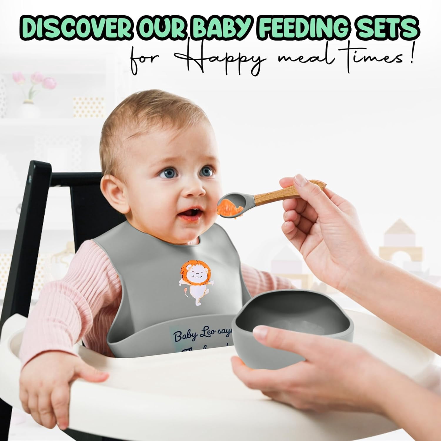 Aha Essentials Baby Feeding Set Suction Bowl Plate Bib Utensils