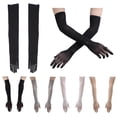 thumbnail image 1 of 1Pair Women Mesh Seamless Finger Pantyhose Gloves Long Sheer Transparent Gloves Full Finger Mitten Cosplay Party Supplies, 1 of 5