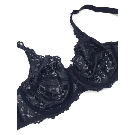 

Plus Size Contrast Lace Underwire Bra Women‘s Plus Medium Stretch Sexy Bralette