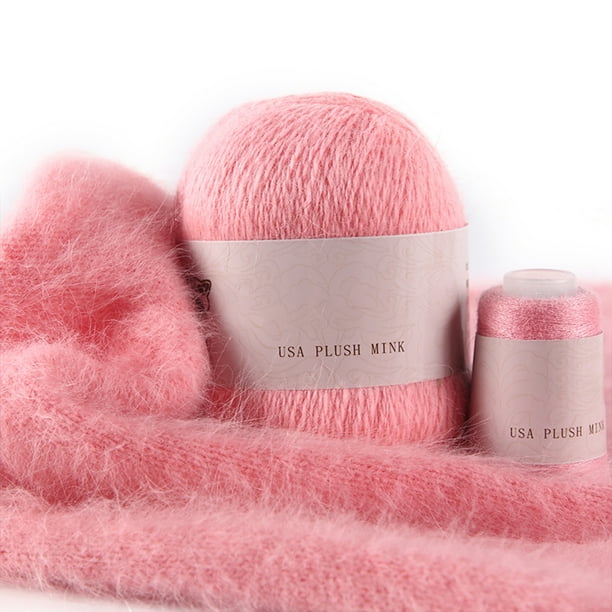 Set de bolas de hilo 2 Strand Winter bufanda de hilo suave tejido de ganchillo Kit de hilo de ganchillo Suministros de tejido Beanie Accesorio de costura Pink 50 g 20 g Vogacara HA010946-13