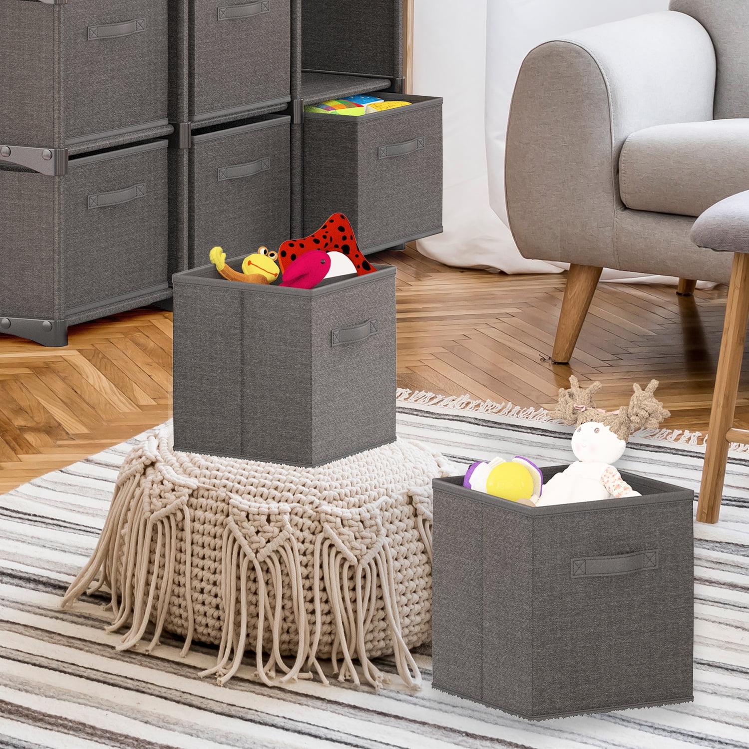 Clara Clark Cube Storage Bins, 11" Cube Storage Organizer, 6 Pack.