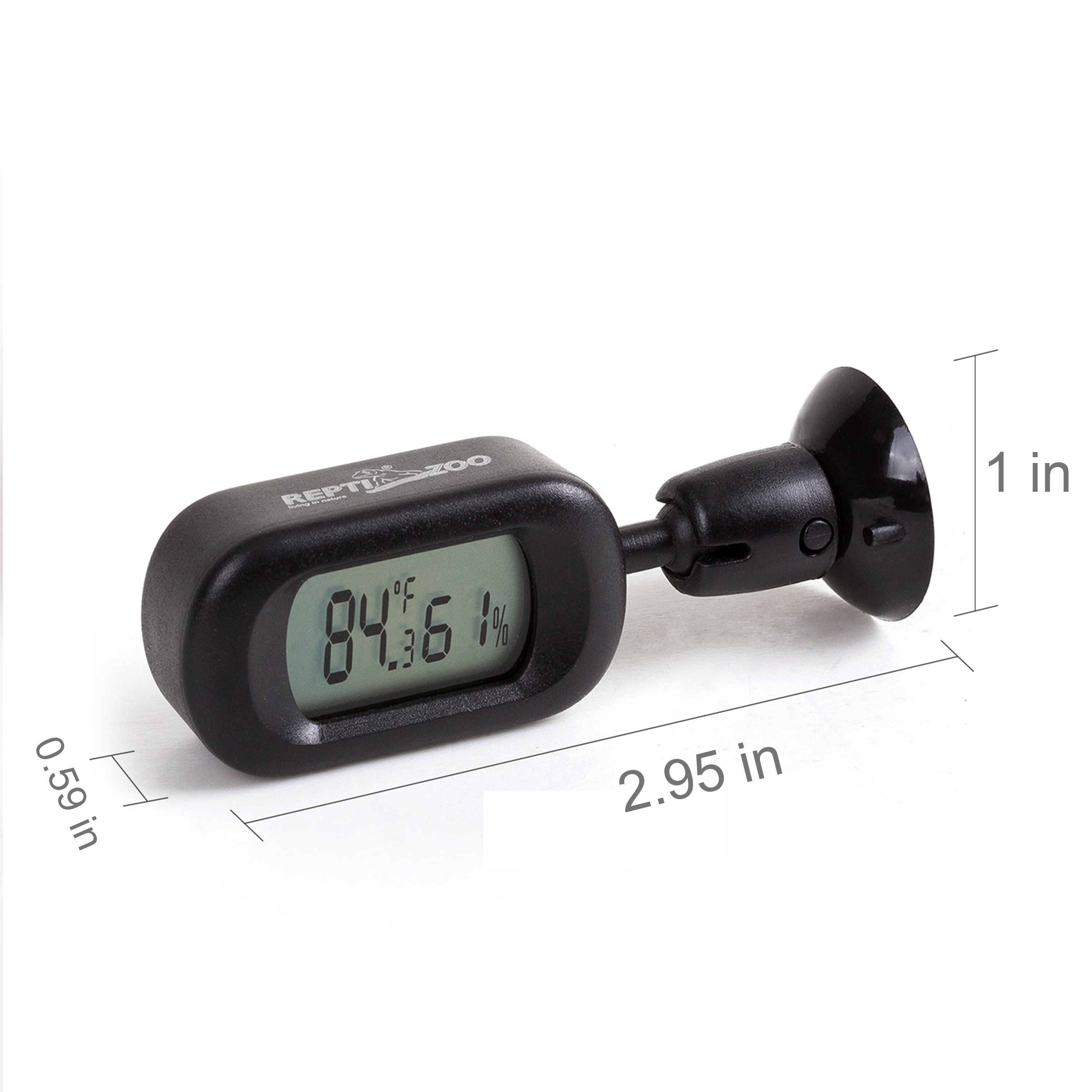 OiiBO Digital Thermo-Hygrometer with Suction Cup, Reptile Terrarium Humidity and Temperature Gauge Fahrenheit (?),Pack-2, Black