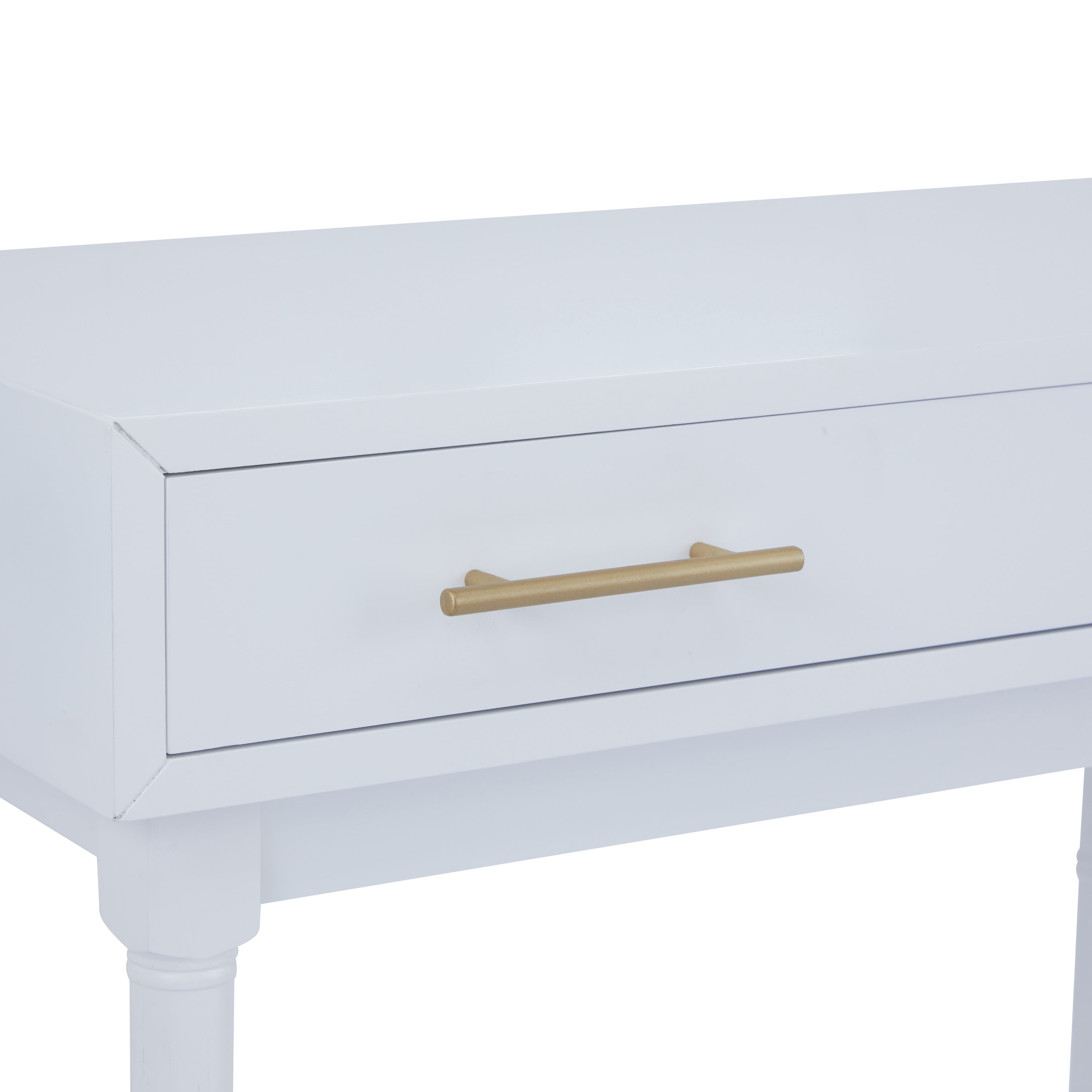 DecMode 31" x 31" White Wood Single Drawer Console Table with Mirror, 2-Pieces