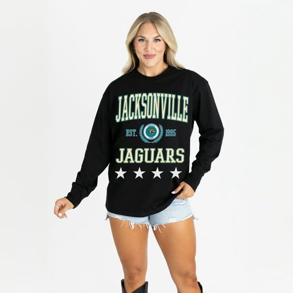 Women's Gameday Couture Black Jacksonville Jaguars Oversized Everyday Star Long Sleeve T-Shirt