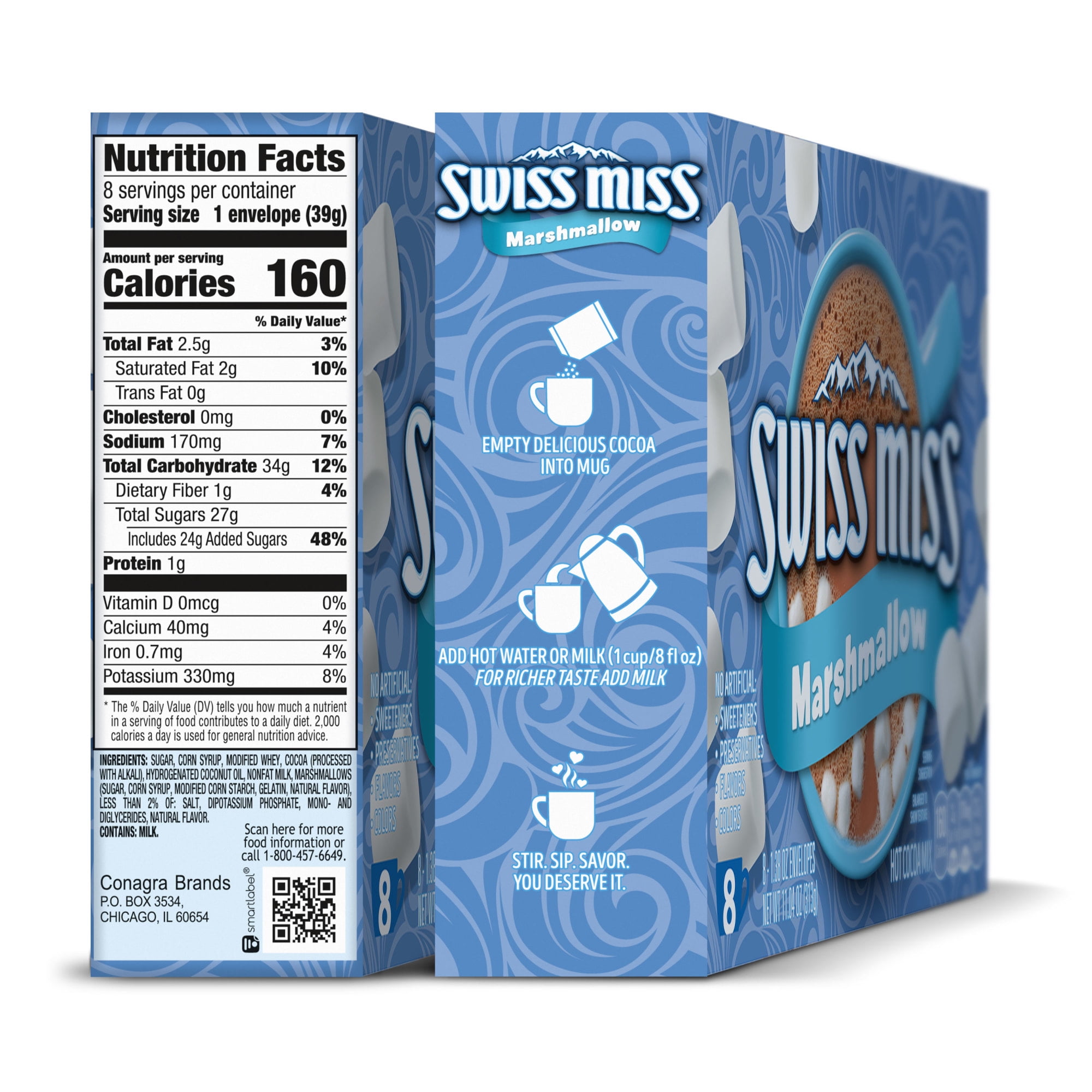 Swiss Miss Instant Hot Cocoa Mix With Mini Marshmallows, 8
