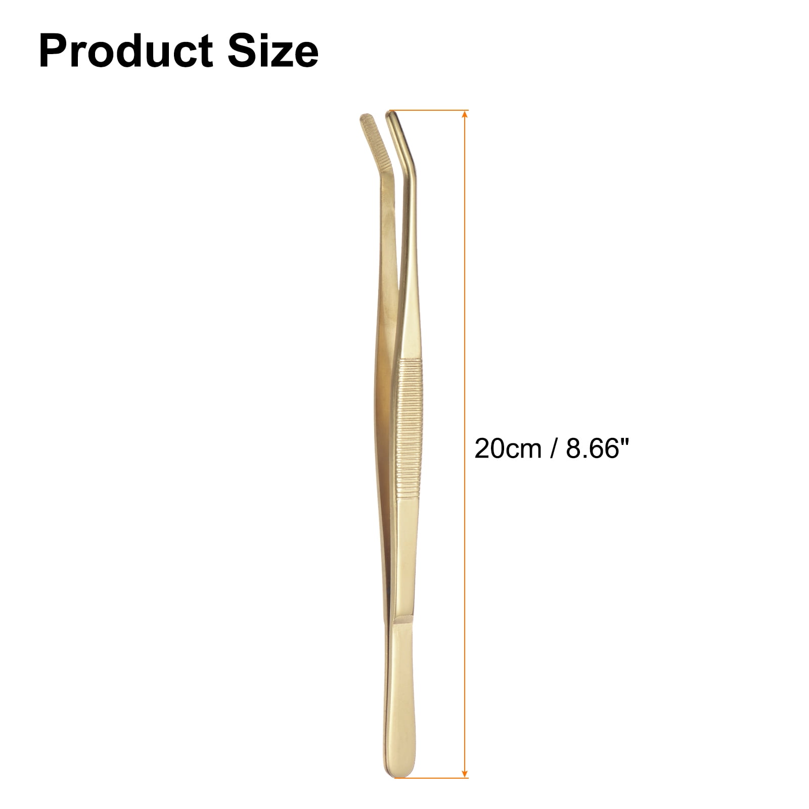 6pcs Stainless Steel Tweezers 8.6" Long Handle Curved Serrated Tip Tweezers for Craft Gardening, Yellow