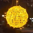 thumbnail image 3 of Guirnalda de luces navideñas de 30 cm con forma de bola de ratán, para exteriores, para bodas, fiestas, decoración de jardín, 3 of 5