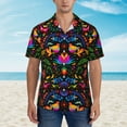 thumbnail image 4 of Goofa Mexican Flower Traditional1 Hawaiian Shirt for Men, Unisex Summer Beach Casual Short Sleeve Button Down Shirts,Aloha Tropical Floral print shirt-Small, 4 of 9