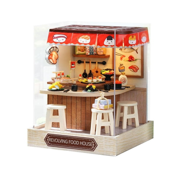 Kits de casas en miniatura DIY Mini casa de muñecas incorporada LED Colección Manualidades Decorativas Casa de comida