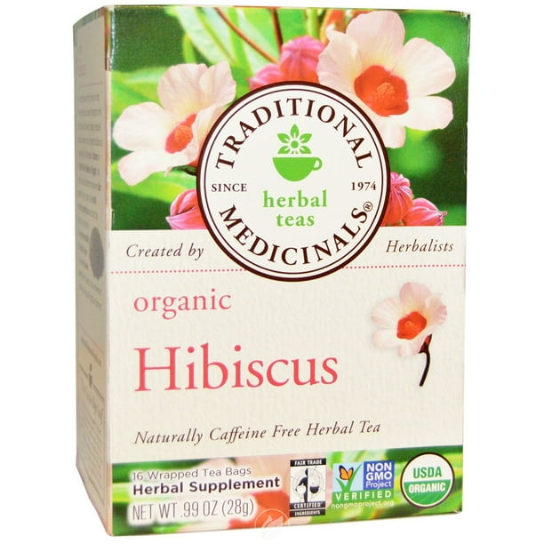Organic Hibiscus Tea 16 BAGS by Traditional Medicinals Teas, Pack of 2