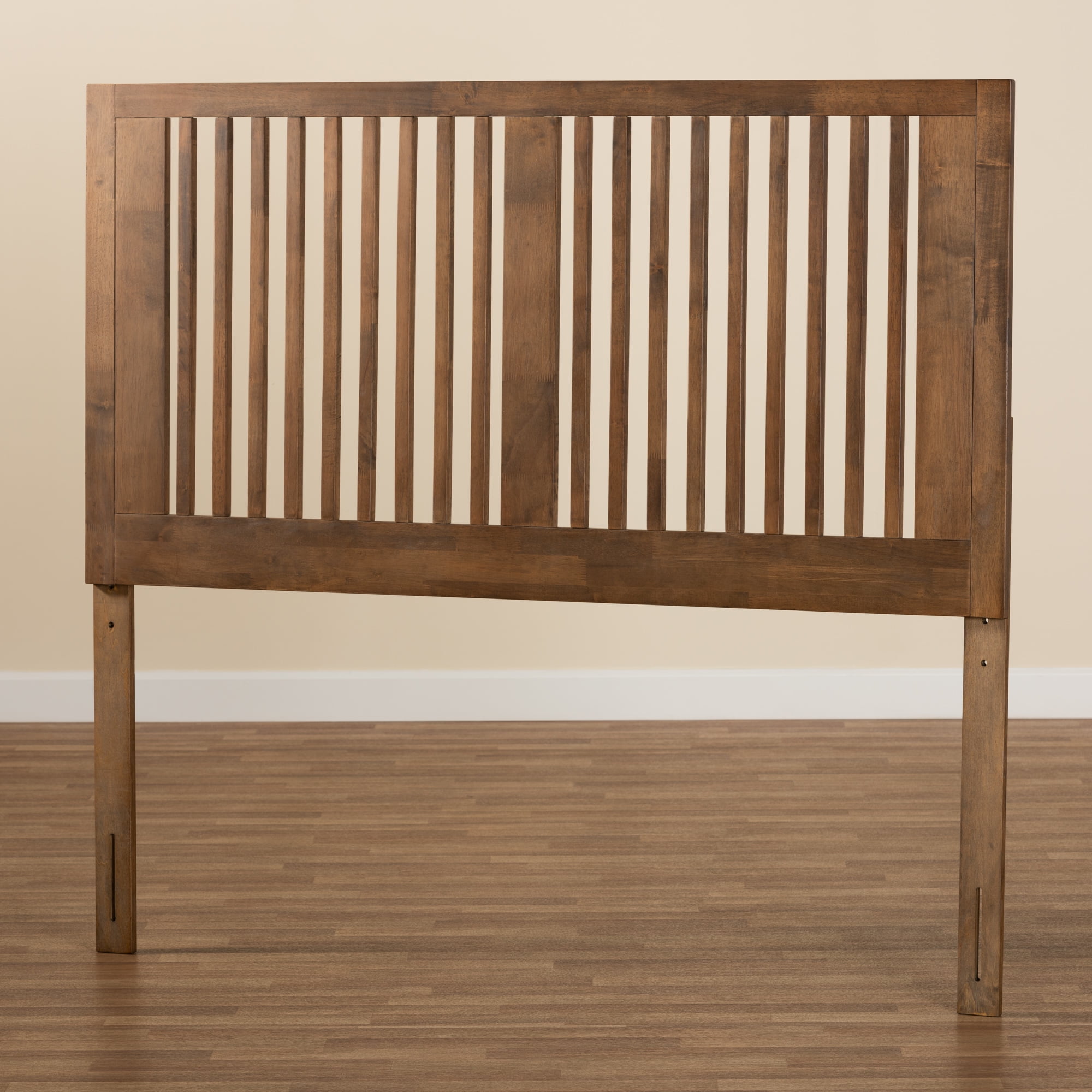 Baxton Studio Harena Contemporary/Modern Slat Back Support Rubberwood Headboard, Full, Ash Walnut
