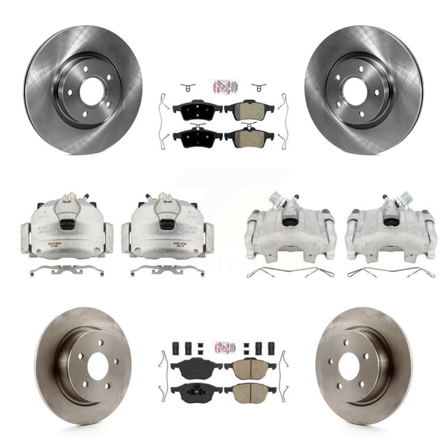 Transit Auto Front Rear Disc Brake Caliper Rotors and Ceramic Semi-Metallic Pads Kit (10Pc) for Car 2013 Ford Escape FWD with 1.6L KC8-102036N
