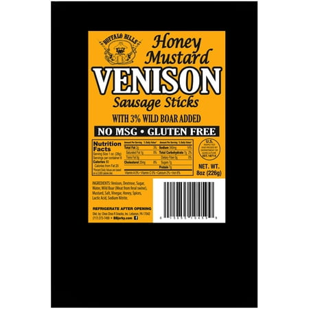 Buffalo Bills Honey Mustard Venison Sausage Sticks (8oz of gluten free venison sticks  no
