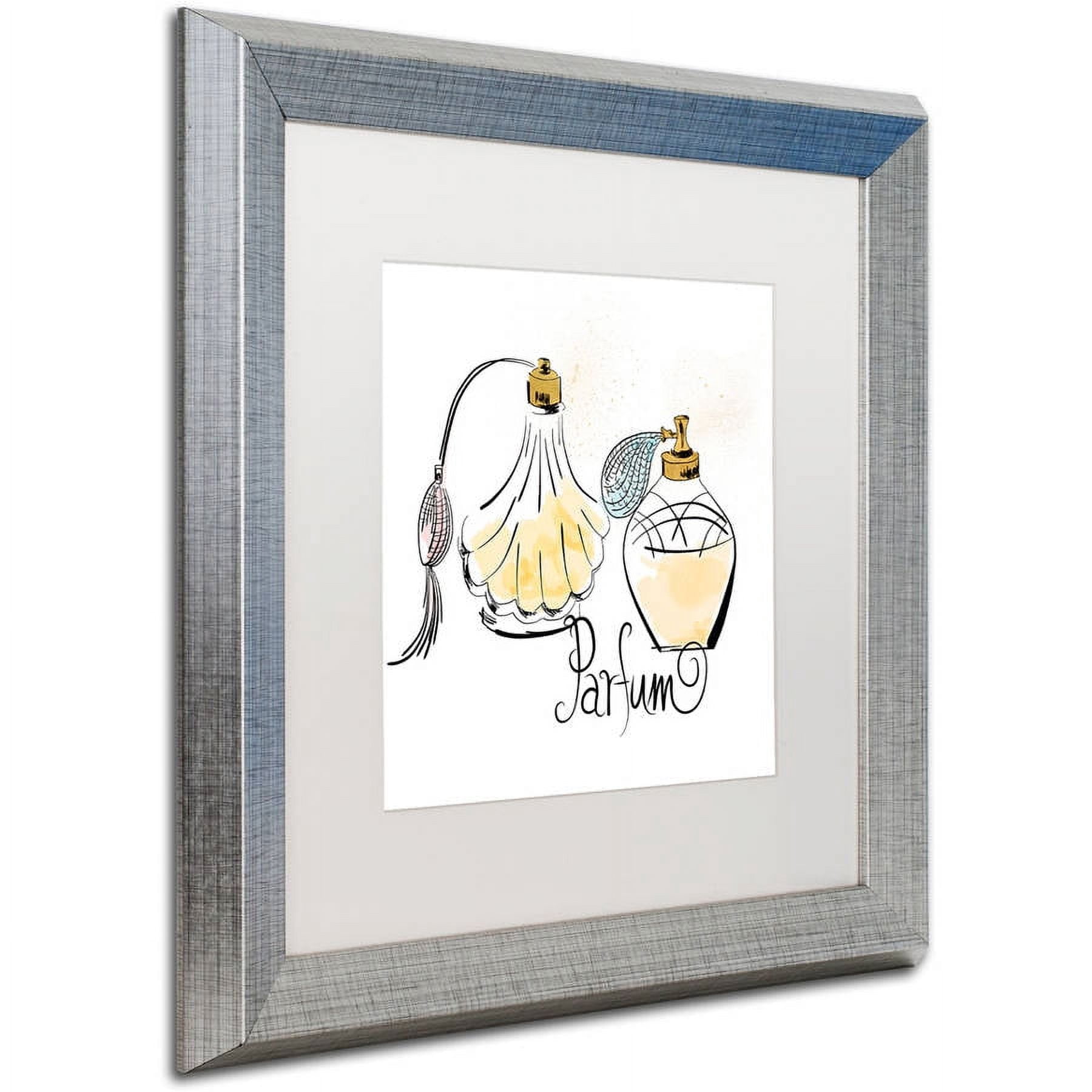 Trademark Fine Art "Perfume Bottles" Canvas Art by Lisa Powell Braun, White Matte, Silver Frame