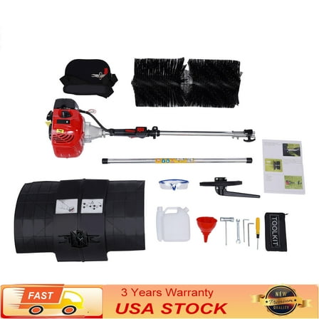 52CC Gas Powered Brush Broom Sweeper Handheld Driveway Cleaning Turf Lawn Grass for Sweep Snow, Leaves, Soil