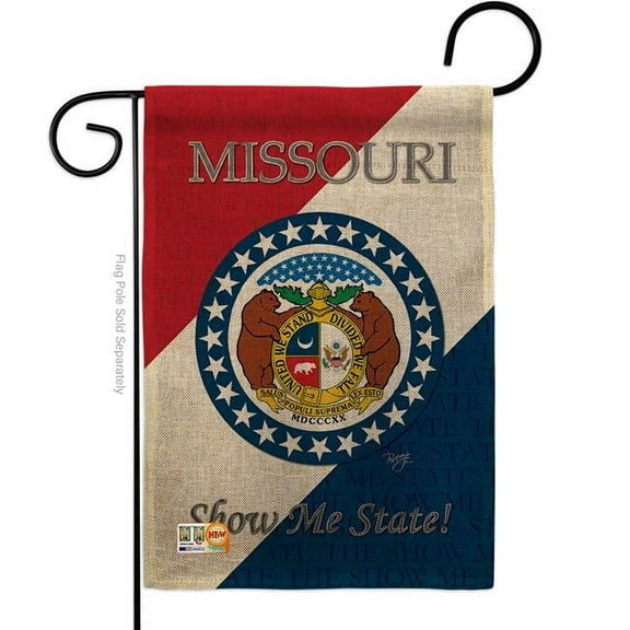 Breeze Decor BD-SS-G-108129-IP-DB-D-US13-BD 13 x 18.5 in. Missouri Burlap Americana States Impressions Decorative Vertical Double Sided Garden Flag