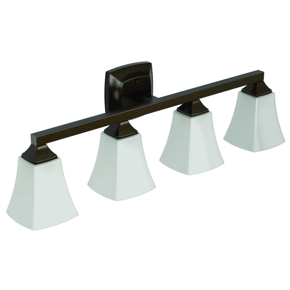 Moen Voss Oil Rubbed Bronze 4-Light Dual-Mount Bath Bathroom Vanity Fixture with Frosted Glass
