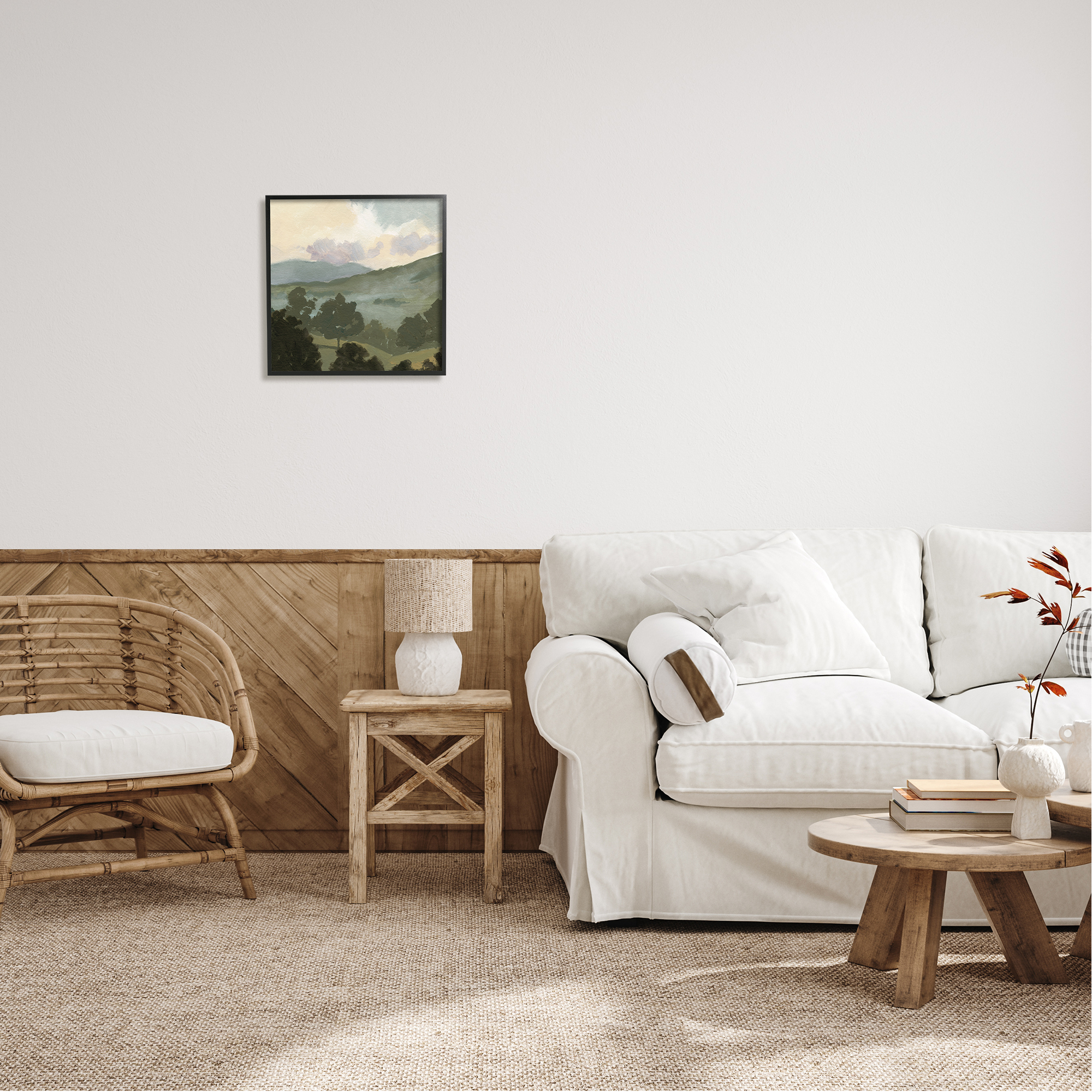 Stupell Industries Country Landscape Sky Nature Painting Black Framed Art Print Wall Art, 17 x 17