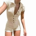 thumbnail image 2 of Lilgiuy Women Short Sleeve Jumpsuit for Bodycon Charming Square Neck Rompers Shorts Knitted Bodysuit Overall for Going Out, 2 of 5