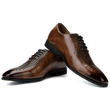 

JITAI Men Dress Leather Shoes Men s Oxford Shoes Brown Size 10