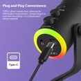 thumbnail image 4 of "Professional USB Condenser Microphone with RGB Lighting for Gaming, Streaming, and Karaoke – Plug & Play, Noise Reduction, and Volume Control for PC and Mobile Devices", 4 of 7