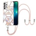 thumbnail image 1 of Pour Samsung Galaxy A73 5G Étui de Téléphone Motif Fleur en Marbre TPU avec Lanière, 1 of 4