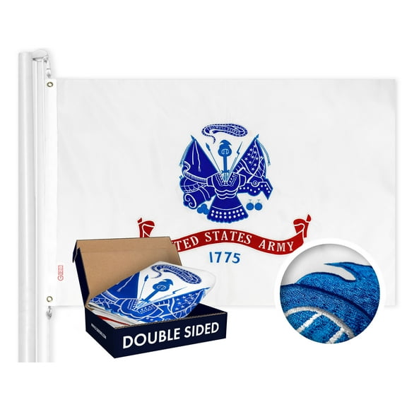 G128 – 3x5 feet, US Army Flag | Double Sided Embroidered 210D – Indoor/Outdoor, Vibrant Colors, Brass Grommets, Heavy Duty Polyester, 3-ply