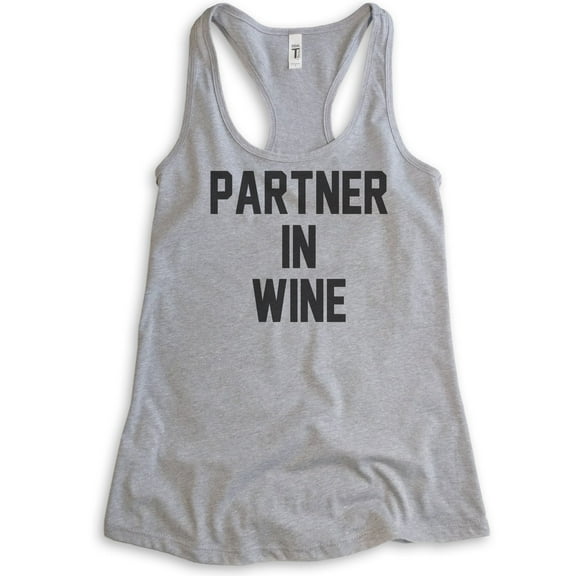 Partner In Wine Tank Top, Ladies Racerback Tank Top, Wine Tank, Party Tank, Bachelorette Tank, Heather Gray, Large