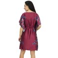 thumbnail image 3 of Bimba Women's Short Kaftan Beach Dress Satin Floral Bridesmaid Wine Caftan - 4, 3 of 8