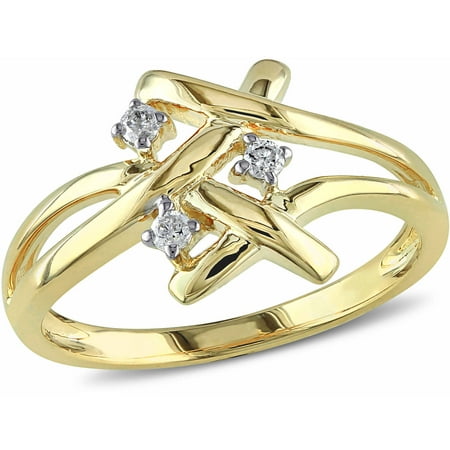 Miabella 1/10 Carat T.W. Diamond 10kt Yellow Gold Criss-Cross Ring