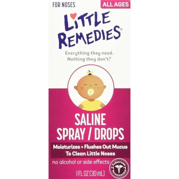 Little Remedies Newborn + Nose Saline Spray Drops, Wash Away Mucus, 1