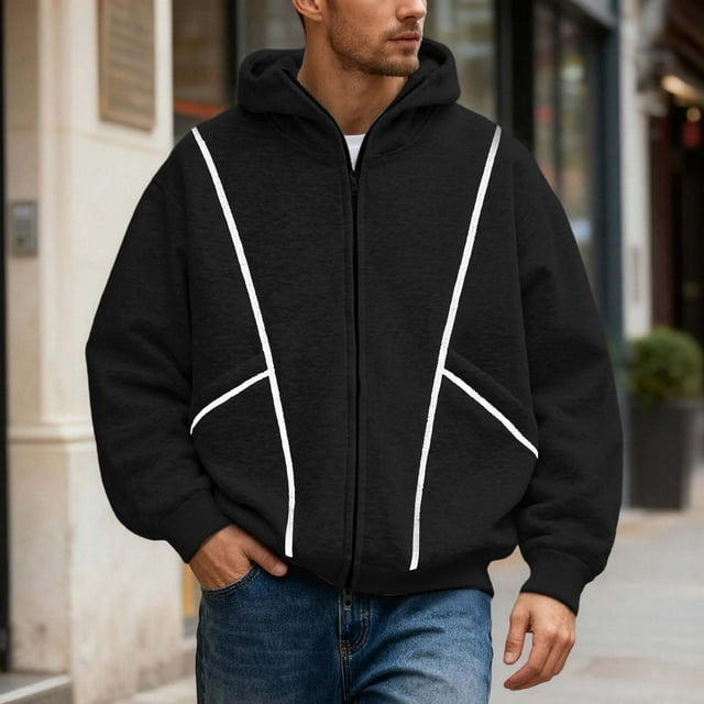 MHFRRA Sudadera con Capucha de Peso Pesado para Otoño/Invierno, Chaqueta Informal de Moda Negro