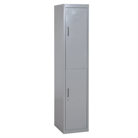 Vinsetto 71” 2 Tier Freestanding Steel Metal Lockable Employee Wall Locker Storage Cabinet - Grey