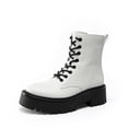thumbnail image 1 of Botas de combate con cordones para mujer DREAM PAIRS con tacón de 5.5 cm blanco, 1 of 7
