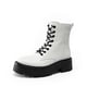 thumbnail image 1 of Botas de combate con cordones para mujer DREAM PAIRS con tacón de 5.5 cm blanco, 1 of 7