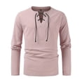 thumbnail image 4 of Men's Gothic Long Sleeve Shirt Retro Lace Up Casual Party Top with Chest Tie Detail for Spring Summer Fall, 4 of 5