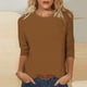 thumbnail image 1 of Fiudx Camisetas para Mujer Blusa Casual de Manga Tres Cuartos con Cuello Redondo y Color Sólido para Mujer, 1 of 5