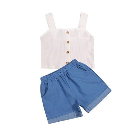 

Multitrust girl two-piece dress suit with square neck sleeveless top and shorts