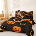 thumbnail image 4 of Manfei Cartoon Halloween 7-Piece Twin Bedding,Harvest Pumpkin Print Bedding Comforter Set,Black Reversible, 4 of 7