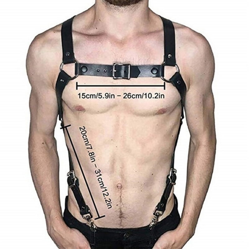 Mens Muscle Harness Body Chest Armor Buckles Adjustable Suspenders Strap Costume 