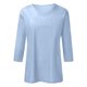 thumbnail image 3 of Top de manga tres cuartos con cuello en V para mujer, estilo casual y moderno, para el verano - Material de poliéster, ligero y transpirable - Para el día a día, actividades al aire libre y fiestas, 3 of 3